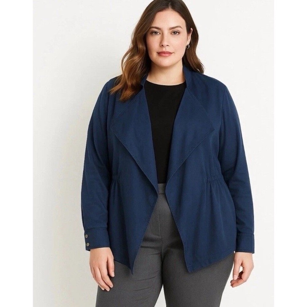 Lane Bryant Women’s Blue Waterfall Open Front 14/16 Draped Cardigan Office‎